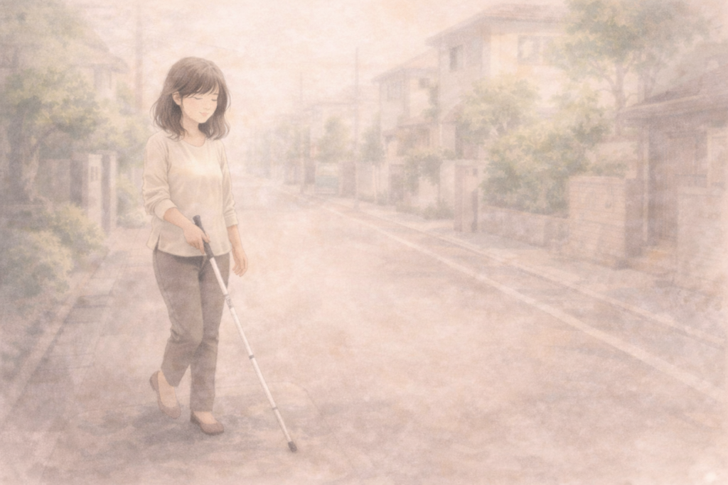 駅から自宅まで一人で歩く女性のやさしいイラスト