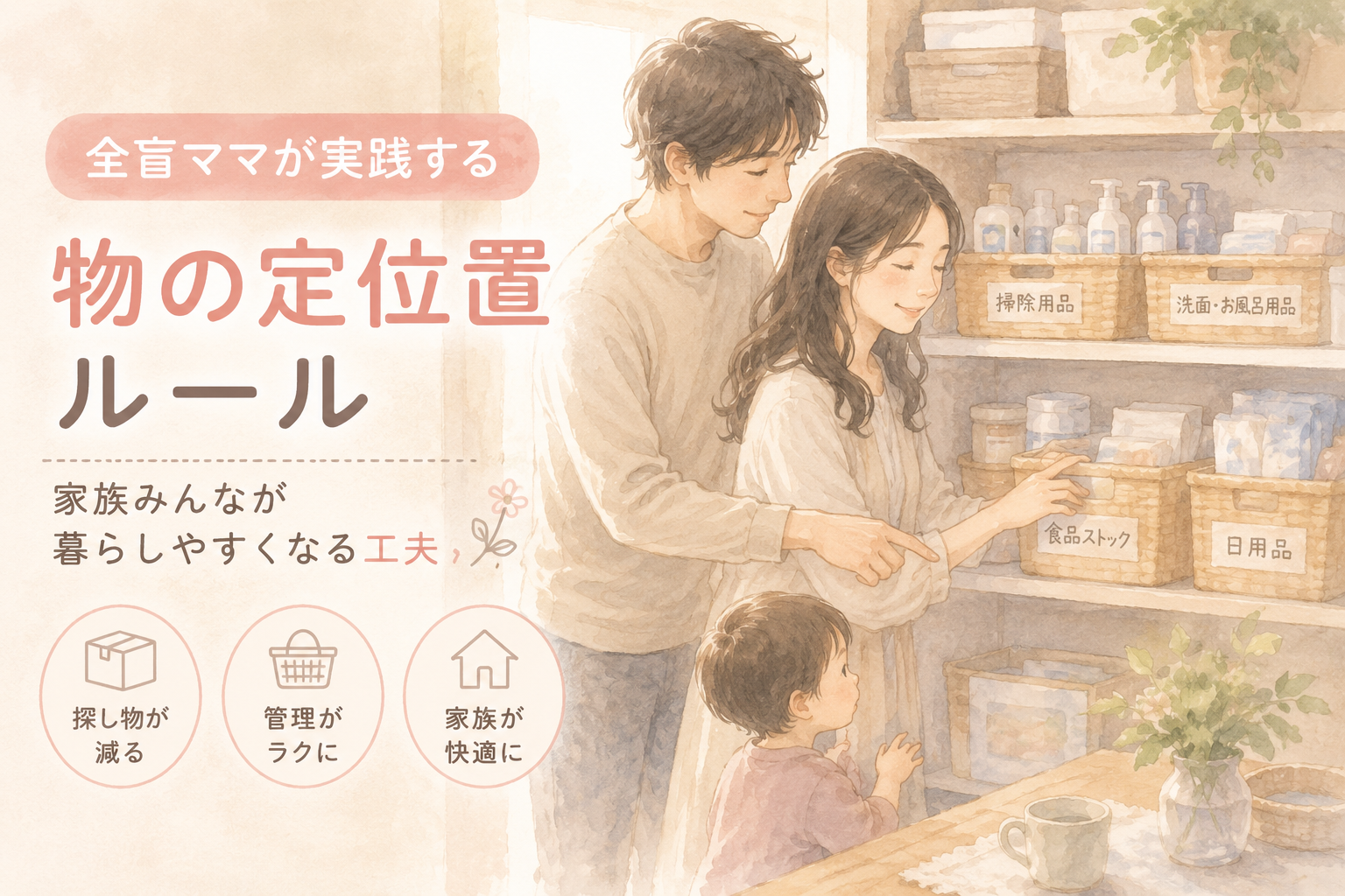 全盲ママが実践する「物の定位置ルール」|家族みんなが暮らしやすくなる工夫 | 全盲ママのブラインドlife