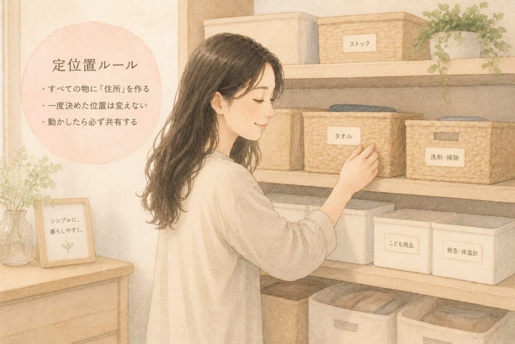 決まった場所に収納された日用品にそっと手を伸ばす女性