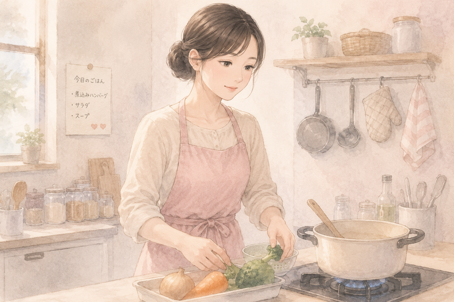 一人暮らしのキッチンで料理に挑戦する全盲の女性